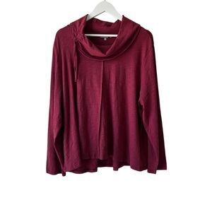 Habitat Clothes To Live In Cotton Burgundy Cowl  Neck Tunic Top Size 2XL Ruched